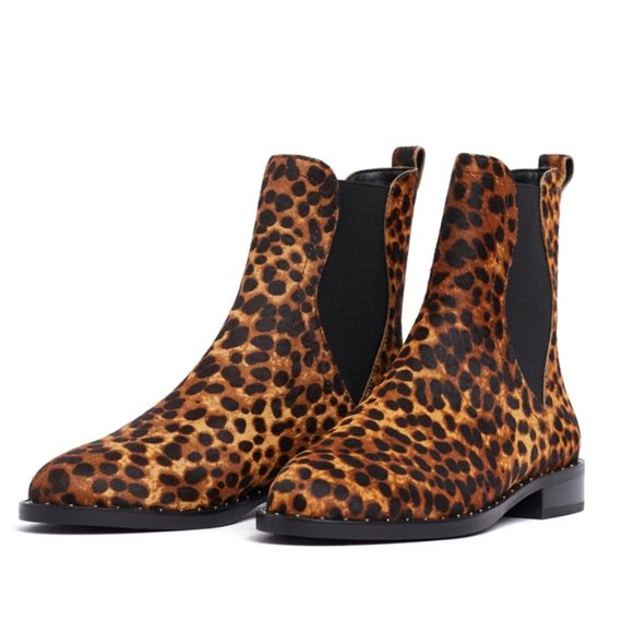 Rebecca Minkoff Sabeen Leopard Print Fuzzy Ankle Boots - Picture 1 of 5